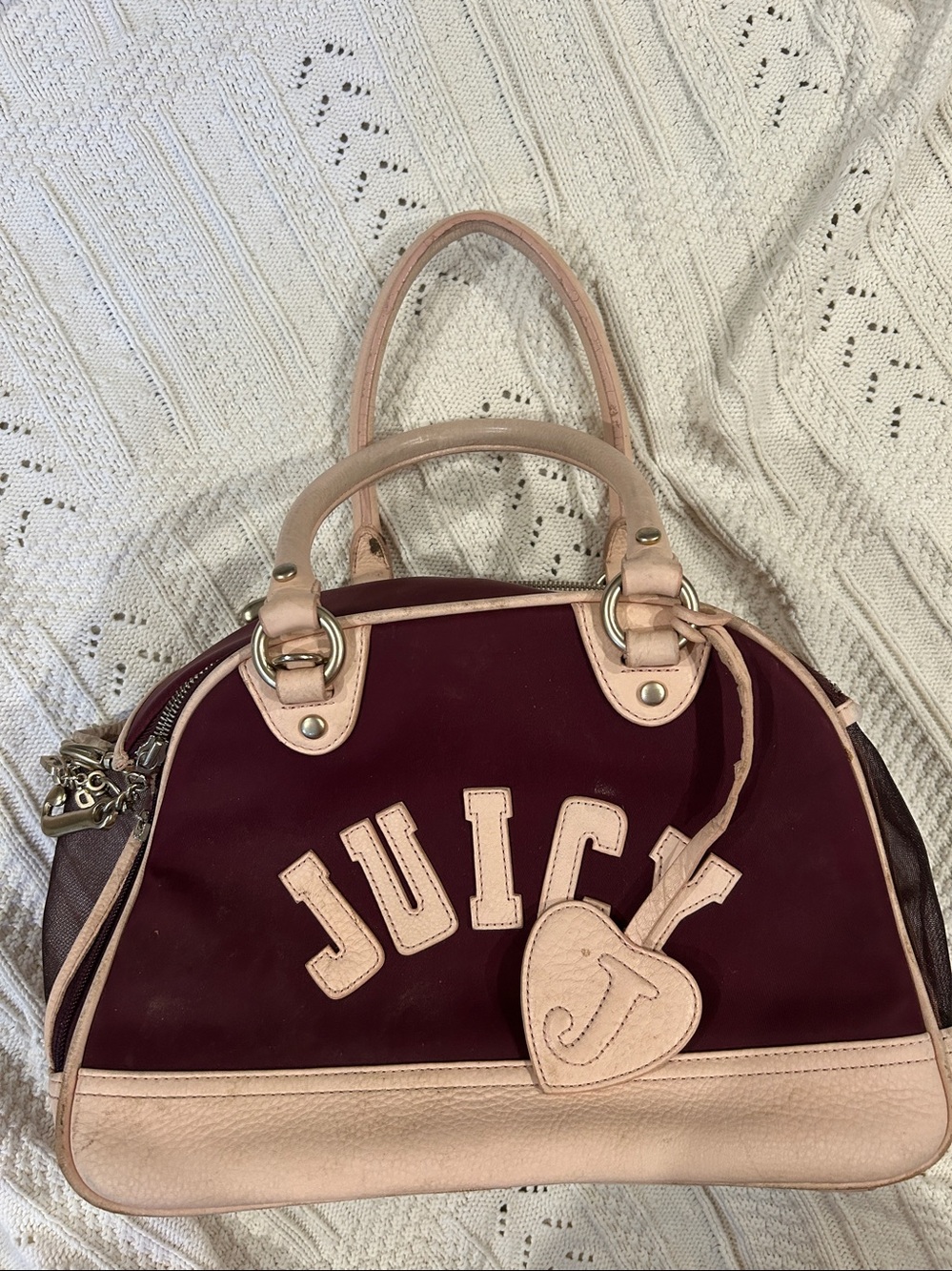 Vintage Juicy Couture Pink & Burgundy Pet Carrier